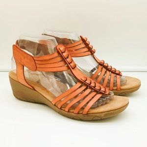 Baretraps Trudy Sandals 8 Strappy Wedge Caramel Sling Back